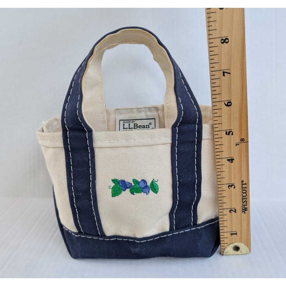 Vintage LL Bean Boat & Tote MINI Canvas Bag Blueberry Embroidered Micro - Picture 3 of 11